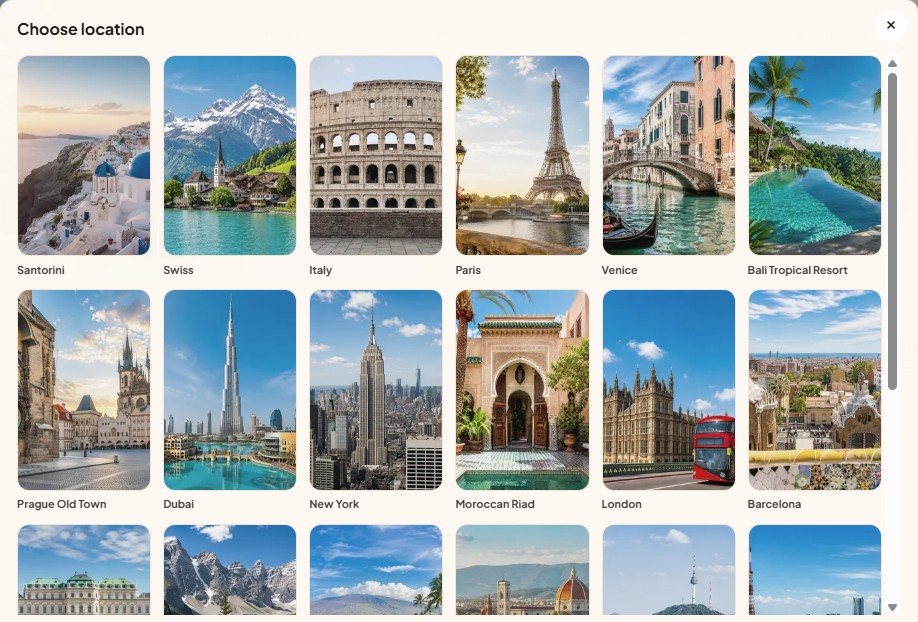YourDreamShot real location library with destinations around the world