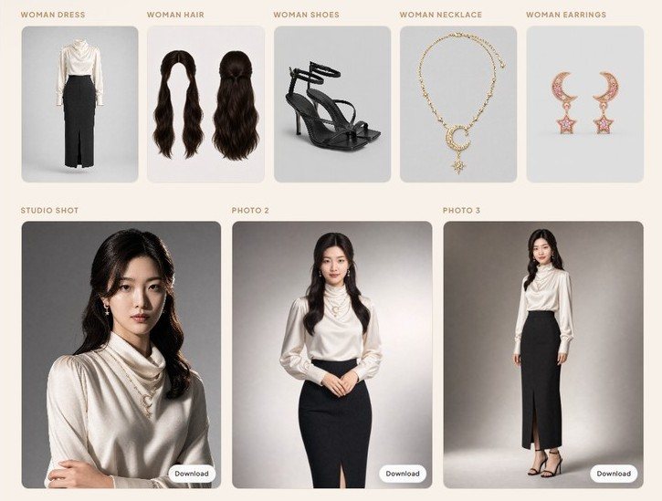 Solo Studio Shot — style a LOOK and generate studio profile photos